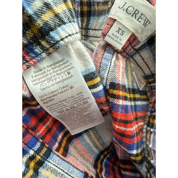 J. Crew Plaid Flannel Pajama White-Out‎ Plaid Red Multi Size XS - Picture 7 of 12